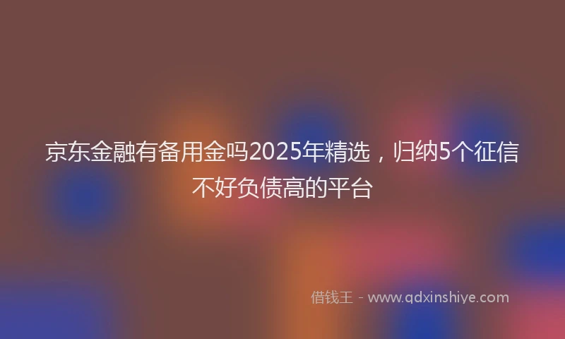京东金融有备用金吗2025年精选，归纳5个征信不好负债高的平台
