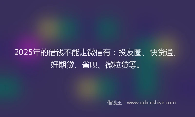 2025年的借钱不能走微信有：投友圈、快贷通、好期贷、省呗、微粒贷等。