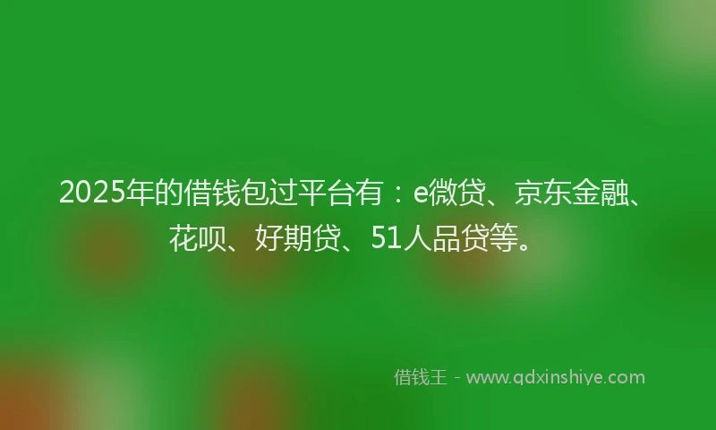 2025年的借钱包过平台有：e微贷、京东金融、花呗、好期贷、51人品贷等。