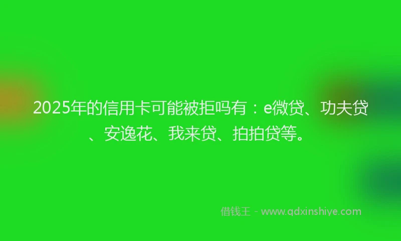 2025年的信用卡可能被拒吗有：e微贷、功夫贷、安逸花、我来贷、拍拍贷等。