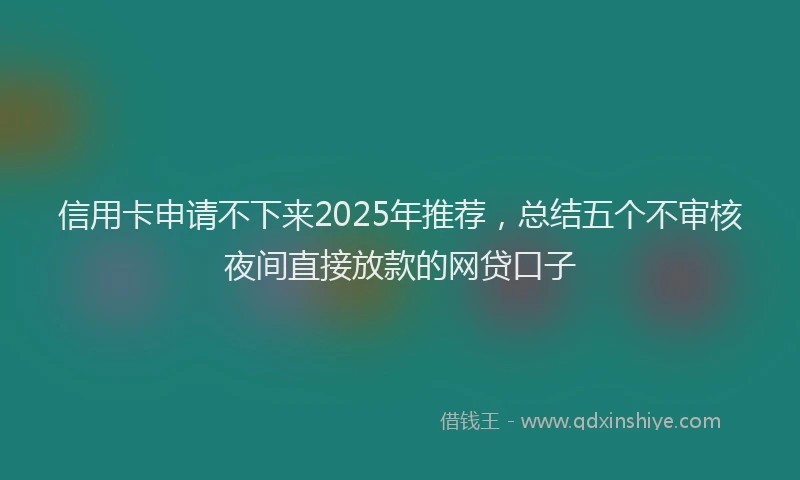 信用卡申请不下来2025年推荐，总结五个不审核夜间直接放款的网贷口子