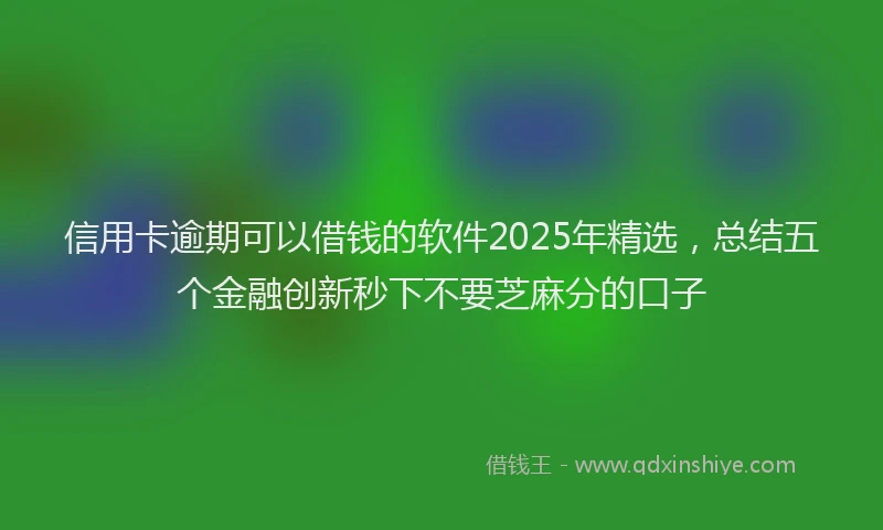 信用卡逾期可以借钱的软件2025年精选，总结五个金融创新秒下不要芝麻分的口子