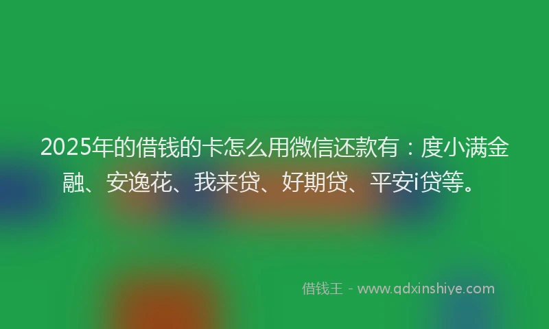 2025年的借钱的卡怎么用微信还款有：度小满金融、安逸花、我来贷、好期贷、平安i贷等。