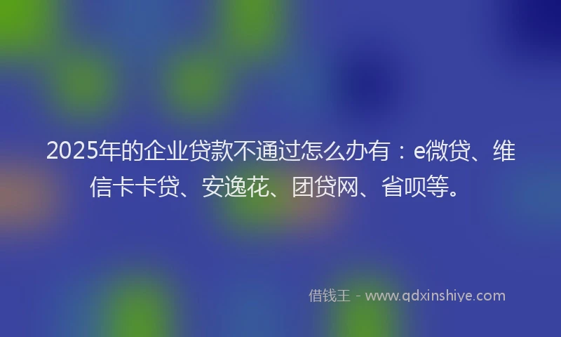 2025年的企业贷款不通过怎么办有：e微贷、维信卡卡贷、安逸花、团贷网、省呗等。