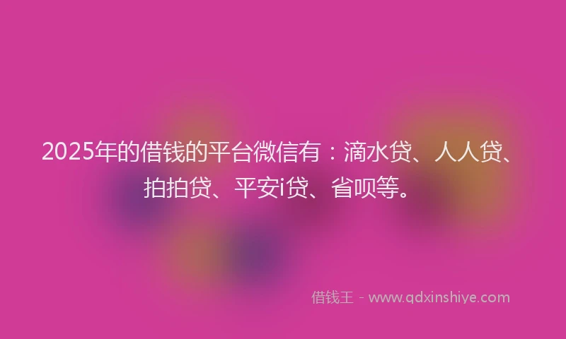 2025年的借钱的平台微信有：滴水贷、人人贷、拍拍贷、平安i贷、省呗等。
