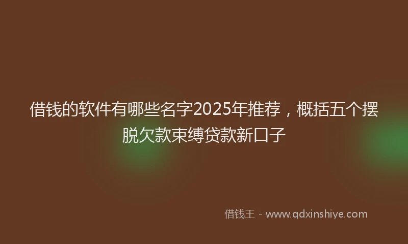 借钱的软件有哪些名字2025年推荐，概括五个摆脱欠款束缚贷款新口子