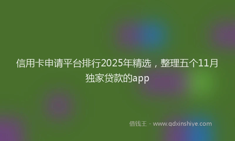 信用卡申请平台排行2025年精选，整理五个11月独家贷款的app