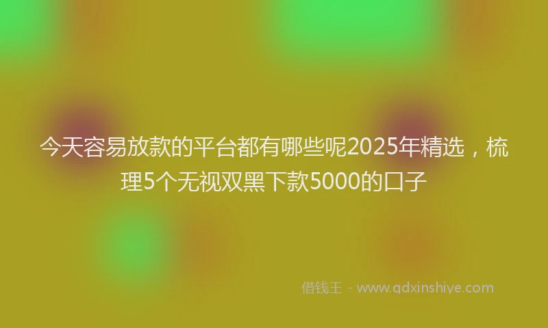 今天容易放款的平台都有哪些呢2025年精选，梳理5个无视双黑下款5000的口子