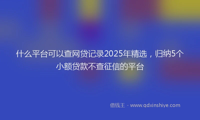 什么平台可以查网贷记录2025年精选，归纳5个小额贷款不查征信的平台