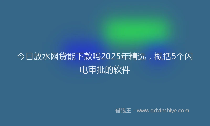 今日放水网贷能下款吗2025年精选，概括5个闪电审批的软件