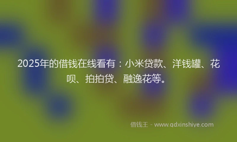 2025年的借钱在线看有：小米贷款、洋钱罐、花呗、拍拍贷、融逸花等。