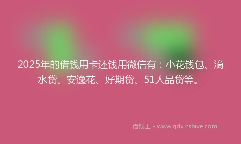 2025年的借钱用卡还钱用微信有：小花钱包、滴水贷、安逸花、好期贷、51人品贷等。