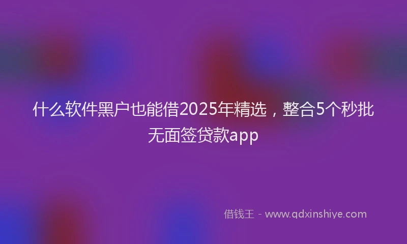 什么软件黑户也能借2025年精选，整合5个秒批无面签贷款app