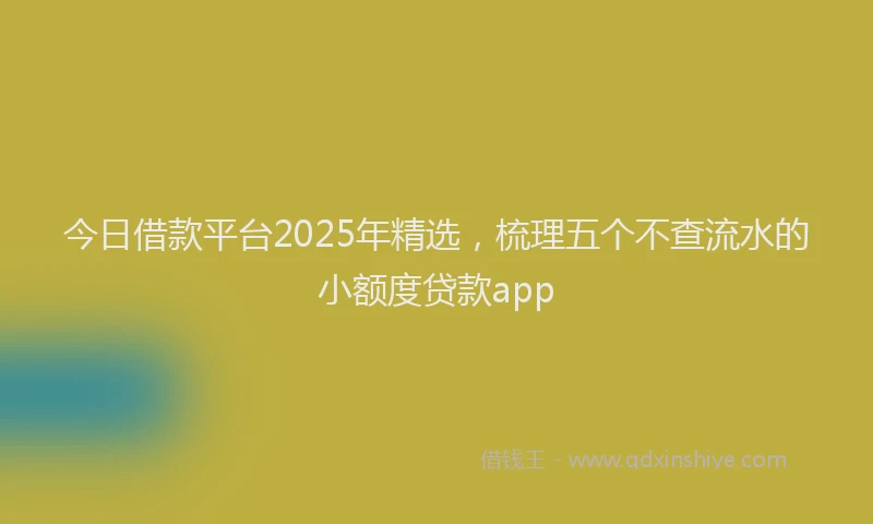今日借款平台2025年精选，梳理五个不查流水的小额度贷款app