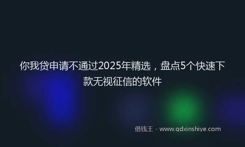 你我贷申请不通过2025年精选，盘点5个快速下款无视征信的软件