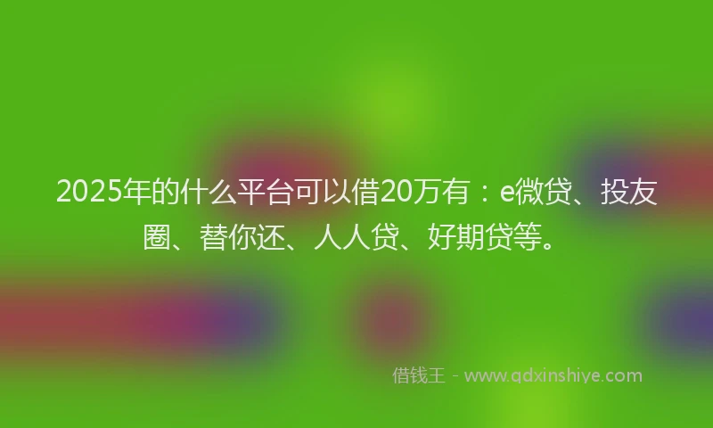 2025年的什么平台可以借20万有：e微贷、投友圈、替你还、人人贷、好期贷等。