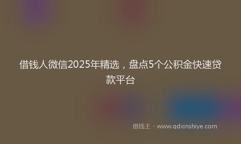 借钱人微信2025年精选，盘点5个公积金快速贷款平台