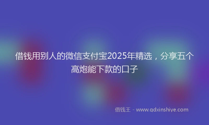 借钱用别人的微信支付宝2025年精选，分享五个高炮能下款的口子