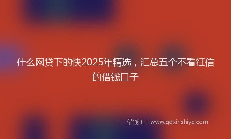 什么网贷下的快2025年精选，汇总五个不看征信的借钱口子