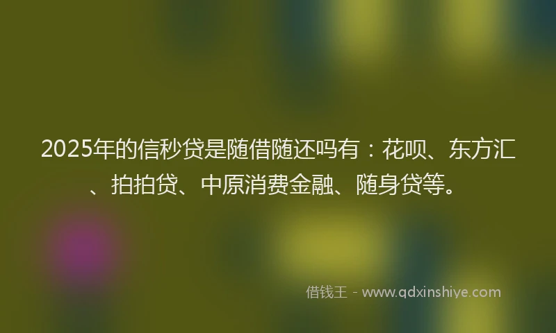 2025年的信秒贷是随借随还吗有：花呗、东方汇、拍拍贷、中原消费金融、随身贷等。
