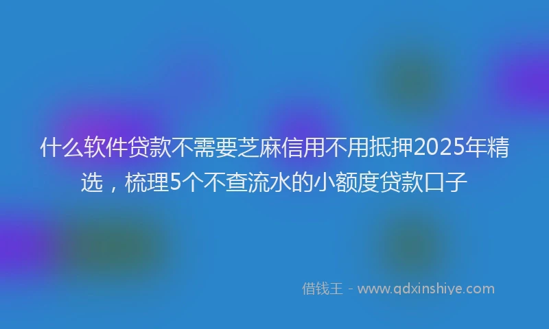 什么软件贷款不需要芝麻信用不用抵押2025年精选，梳理5个不查流水的小额度贷款口子