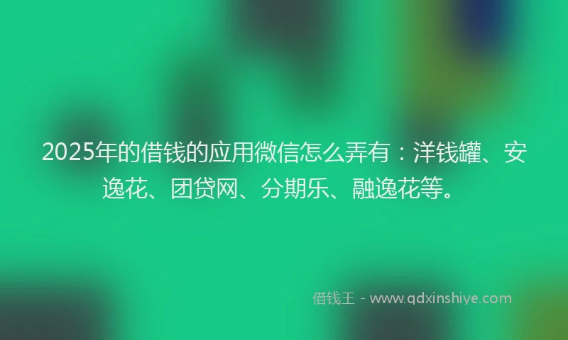 2025年的借钱的应用微信怎么弄有：洋钱罐、安逸花、团贷网、分期乐、融逸花等。