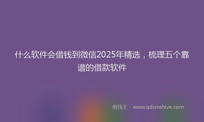 什么软件会借钱到微信2025年精选，梳理五个靠谱的借款软件
