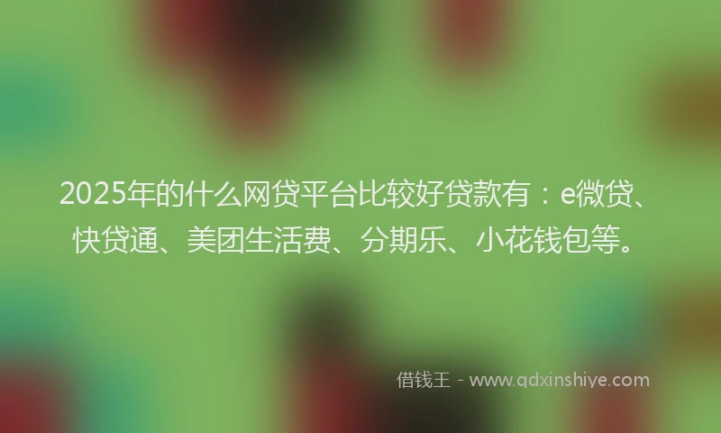 2025年的什么网贷平台比较好贷款有：e微贷、快贷通、美团生活费、分期乐、小花钱包等。