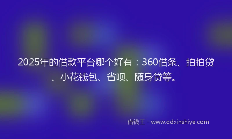 2025年的借款平台哪个好有：360借条、拍拍贷、小花钱包、省呗、随身贷等。