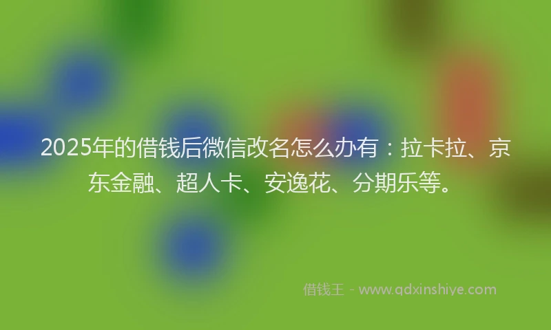 2025年的借钱后微信改名怎么办有：拉卡拉、京东金融、超人卡、安逸花、分期乐等。