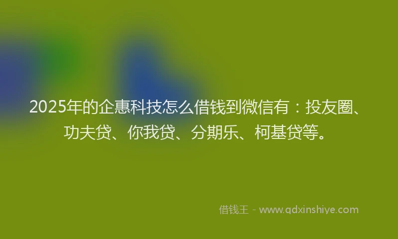 2025年的企惠科技怎么借钱到微信有：投友圈、功夫贷、你我贷、分期乐、柯基贷等。