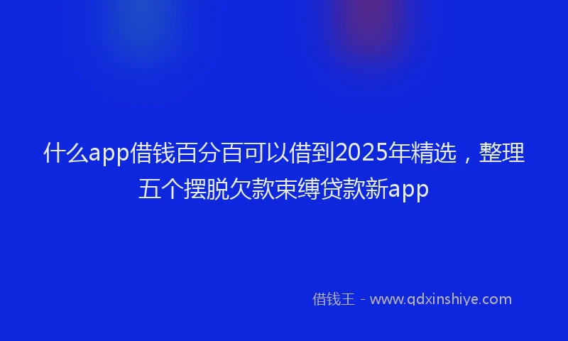 什么app借钱百分百可以借到2025年精选，整理五个摆脱欠款束缚贷款新app