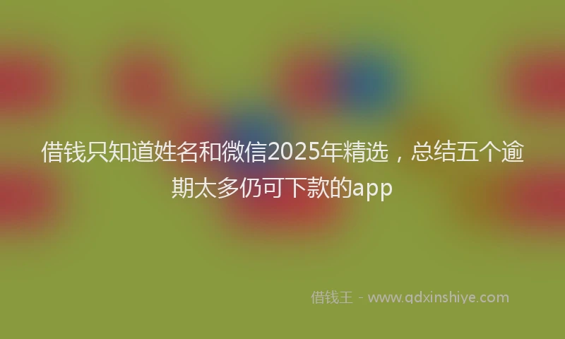 借钱只知道姓名和微信2025年精选，总结五个逾期太多仍可下款的app