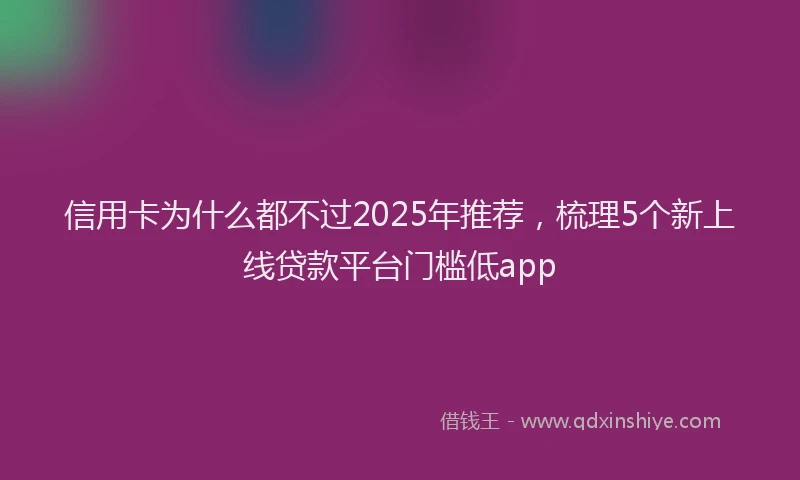 信用卡为什么都不过2025年推荐，梳理5个新上线贷款平台门槛低app