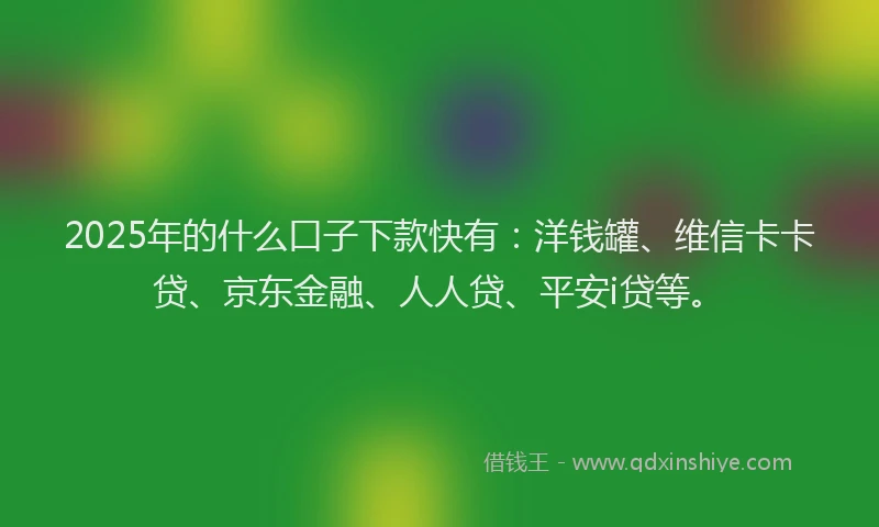 2025年的什么口子下款快有：洋钱罐、维信卡卡贷、京东金融、人人贷、平安i贷等。