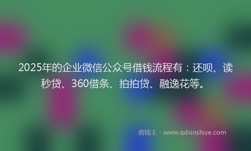 2025年的企业微信公众号借钱流程有：还呗、读秒贷、360借条、拍拍贷、融逸花等。