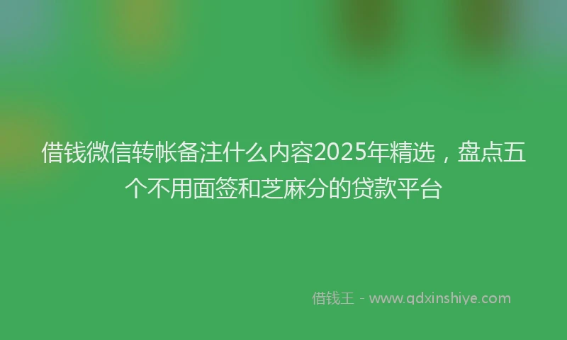 借钱微信转帐备注什么内容2025年精选，盘点五个不用面签和芝麻分的贷款平台
