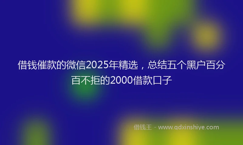 借钱催款的微信2025年精选，总结五个黑户百分百不拒的2000借款口子