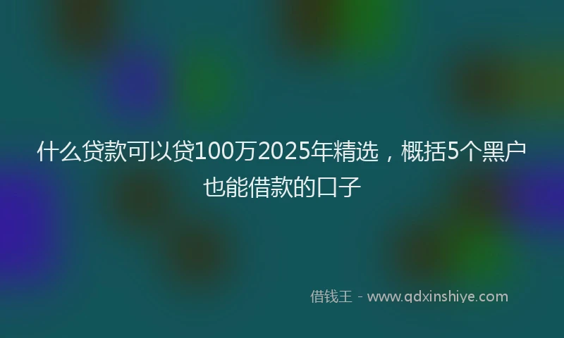 什么贷款可以贷100万2025年精选，概括5个黑户也能借款的口子