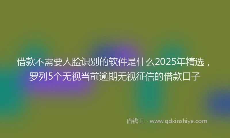 借款不需要人脸识别的软件是什么2025年精选，罗列5个无视当前逾期无视征信的借款口子