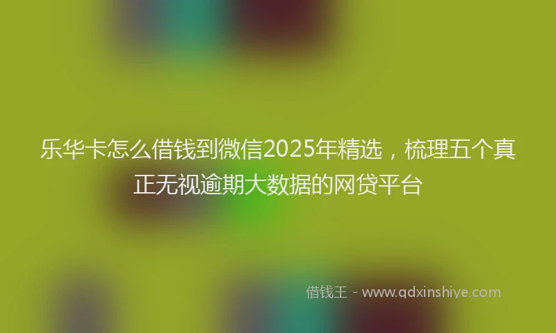 乐华卡怎么借钱到微信2025年精选，梳理五个真正无视逾期大数据的网贷平台