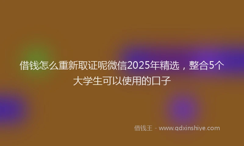 借钱怎么重新取证呢微信2025年精选，整合5个大学生可以使用的口子