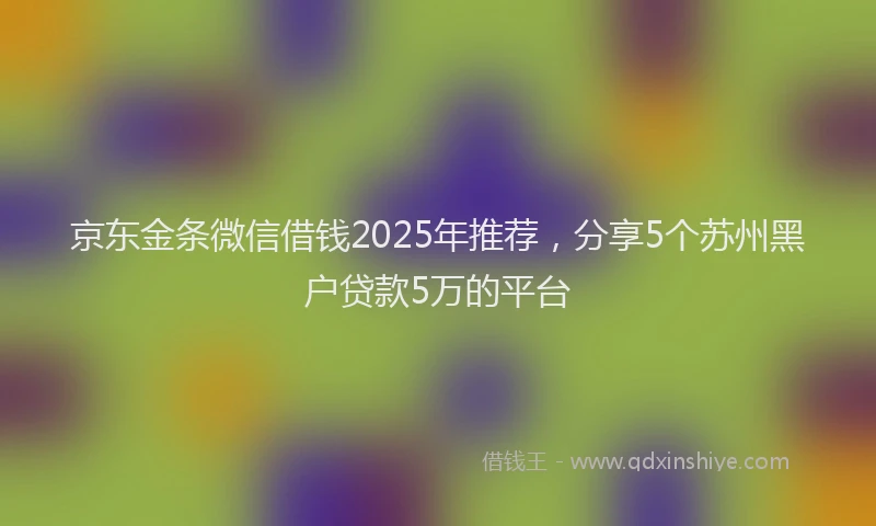 京东金条微信借钱2025年推荐，分享5个苏州黑户贷款5万的平台