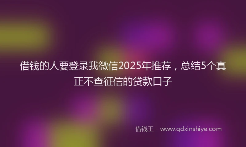 借钱的人要登录我微信2025年推荐，总结5个真正不查征信的贷款口子