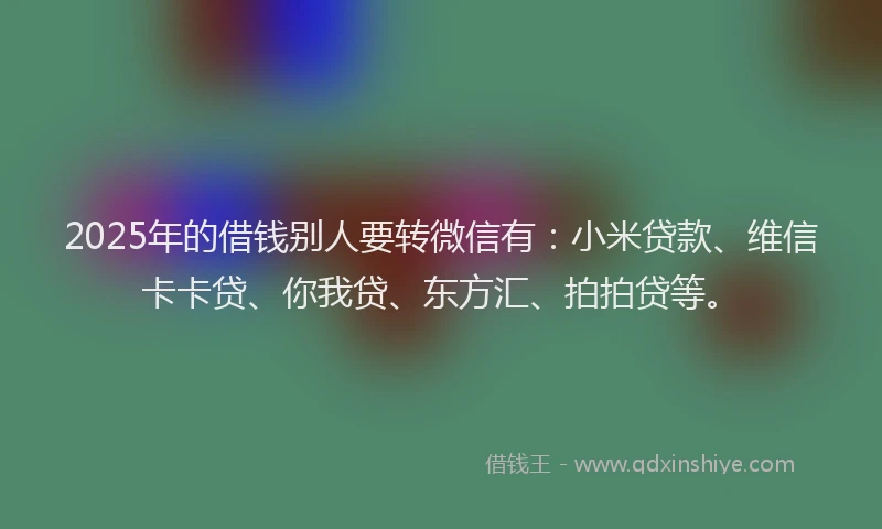 2025年的借钱别人要转微信有：小米贷款、维信卡卡贷、你我贷、东方汇、拍拍贷等。