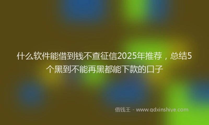 什么软件能借到钱不查征信2025年推荐，总结5个黑到不能再黑都能下款的口子