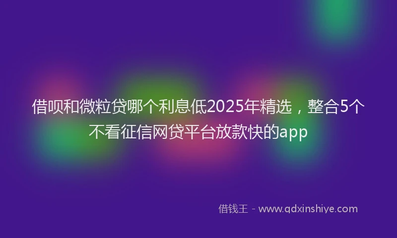 借呗和微粒贷哪个利息低2025年精选，整合5个不看征信网贷平台放款快的app
