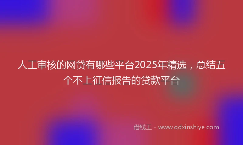 人工审核的网贷有哪些平台2025年精选，总结五个不上征信报告的贷款平台