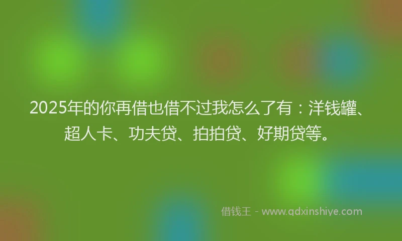 2025年的你再借也借不过我怎么了有：洋钱罐、超人卡、功夫贷、拍拍贷、好期贷等。