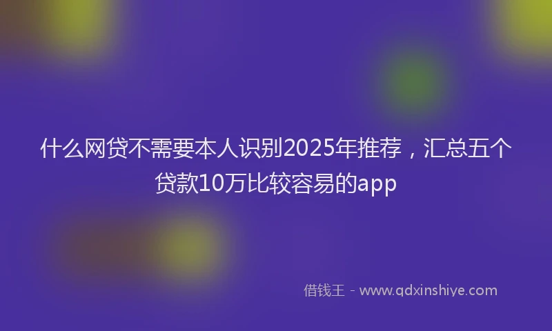 什么网贷不需要本人识别2025年推荐，汇总五个贷款10万比较容易的app